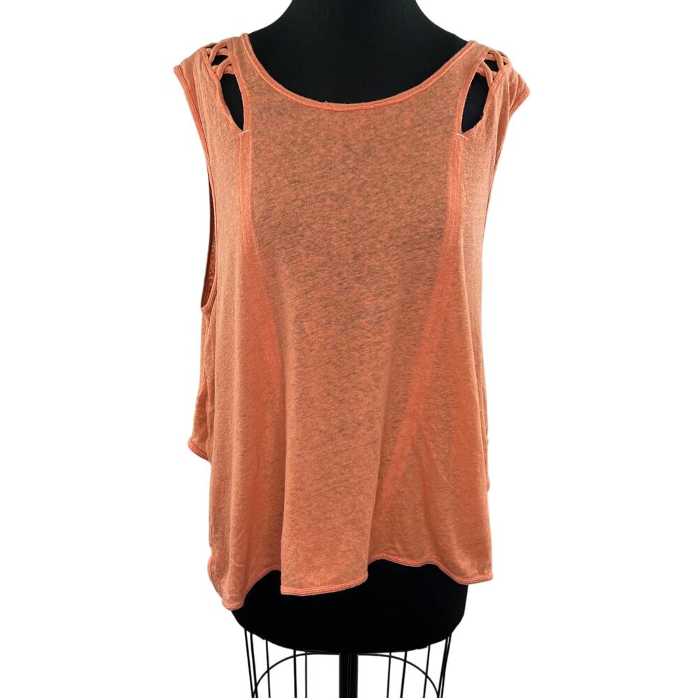 We The Free People Fray Orange Distressed Cutout Sleeveless Top Tank Relaxed S